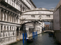 The Bridge of Sighs over one of many canals in Venice